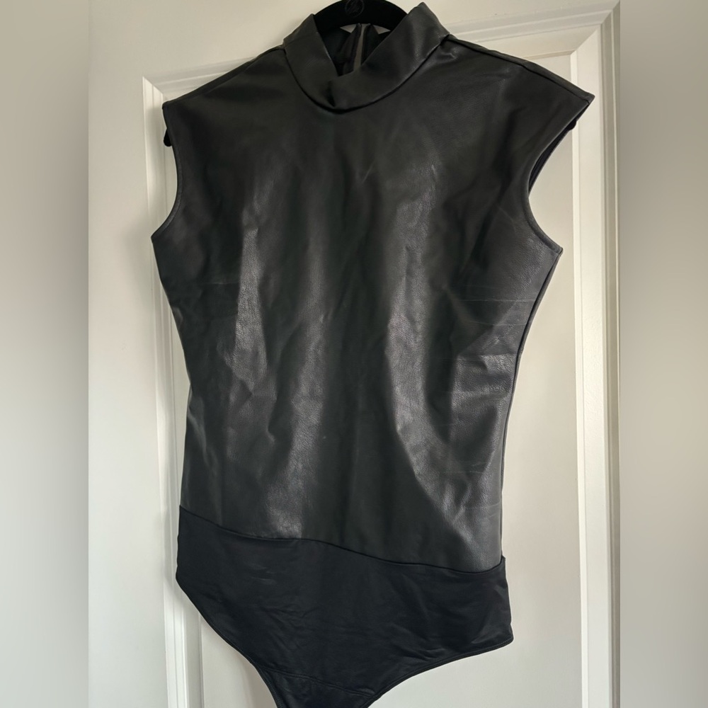 Spanx Leather-Like Mock Bodysuit